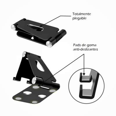 Soporte plegable de aluminio para celular